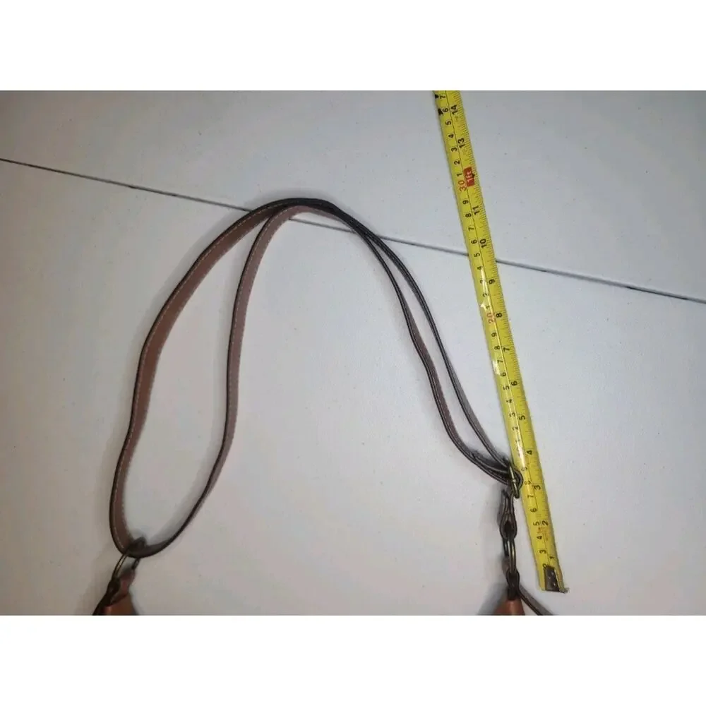 B.O.C Born Concept Shoulder Purse Bag Brown Vinyl Leather Dual Zips Stitches